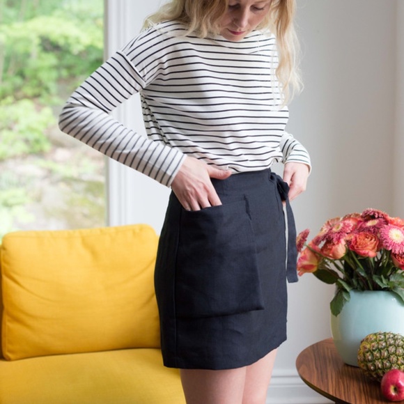 MAGGIE JAYNE Linen wrap mini skirt S - Picture 4 of 8